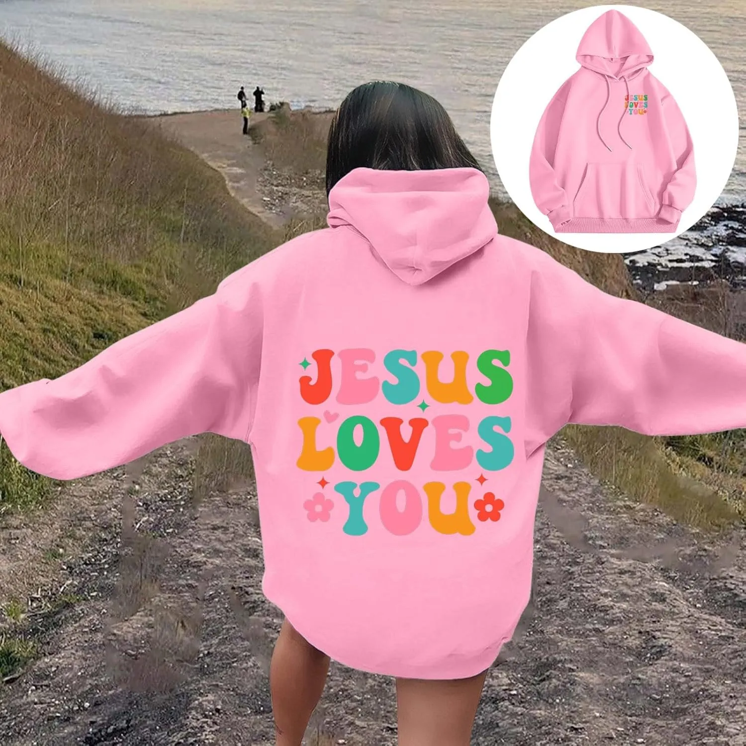 Christian Graphic Hoodies for Teen Girls Fall Fashion 2024 Letter Print Preppy Sweatshirt Long Sleeve Pullover