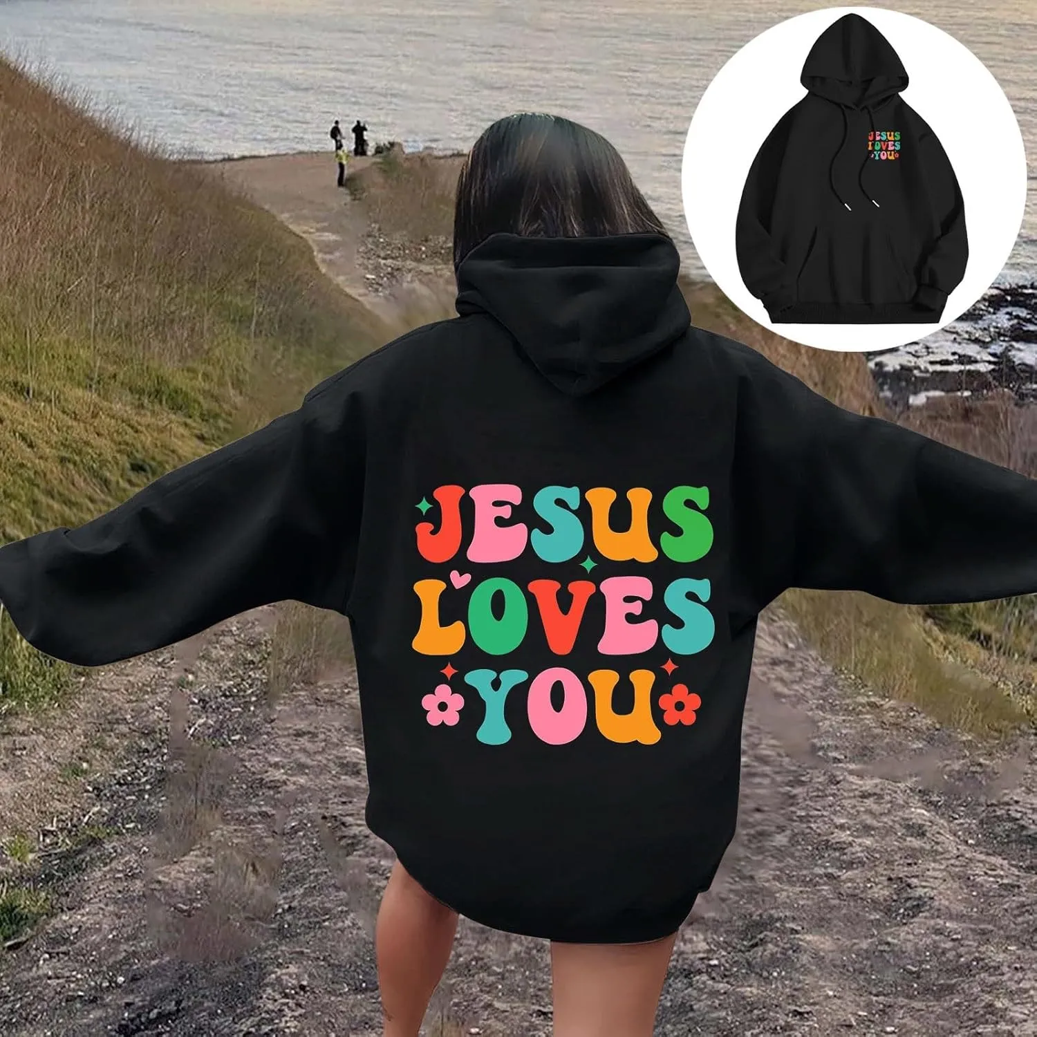 Christian Graphic Hoodies for Teen Girls Fall Fashion 2024 Letter Print Preppy Sweatshirt Long Sleeve Pullover