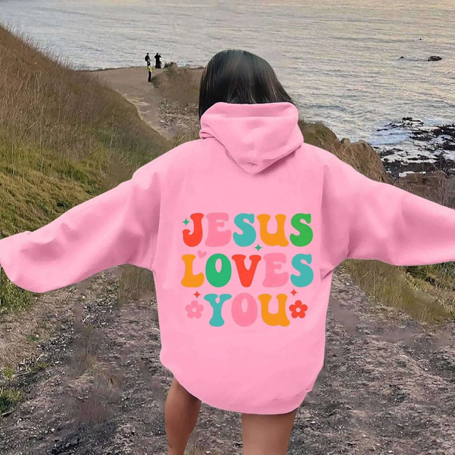 Christian Graphic Hoodies for Teen Girls Fall Fashion 2024 Letter Print Preppy Sweatshirt Long Sleeve Pullover