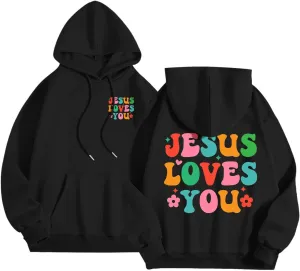Christian Graphic Hoodies for Teen Girls Fall Fashion 2024 Letter Print Preppy Sweatshirt Long Sleeve Pullover