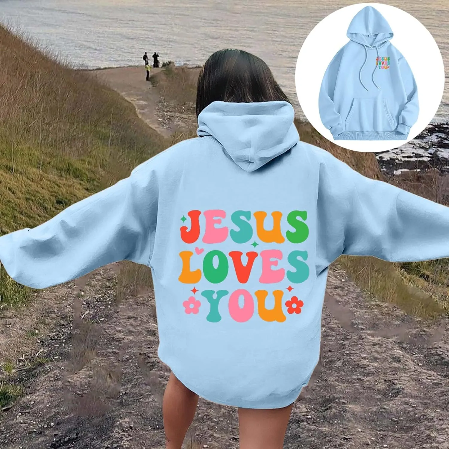 Christian Graphic Hoodies for Teen Girls Fall Fashion 2024 Letter Print Preppy Sweatshirt Long Sleeve Pullover