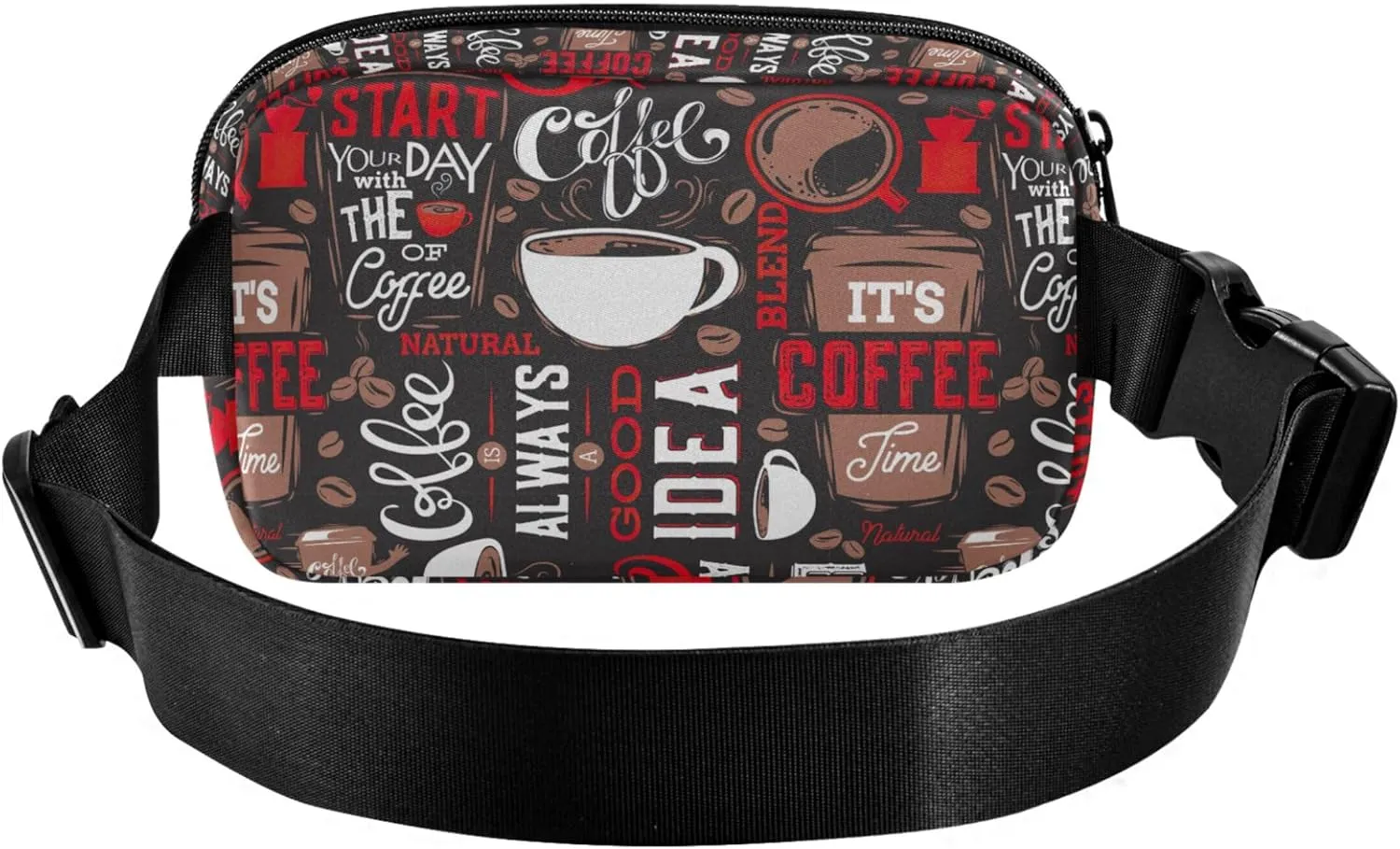 Coffee Print Vintage Women Fanny Pack Funky Hip Bag Belt Pouch Waterproof Travel Waist Pouch