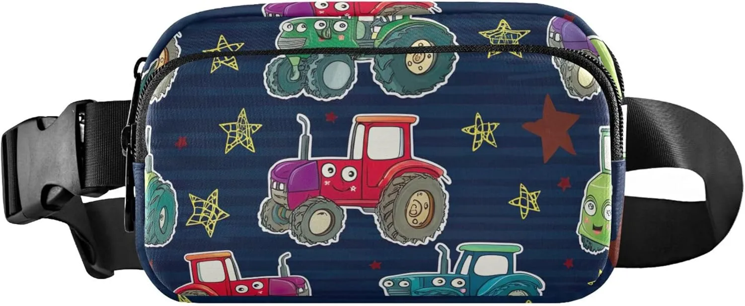 Colorful Cartoon Tractors Waterproof Fanny Packs Women Hip Bag Belt Pouch Funky Waist Pack for Women