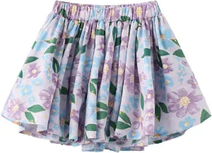 Colorful Childhood Girls Flowy Shorts with Pockets Toddler Wide-Leg Floral Skorts Skirt Kids Casual Pleated Summer Short