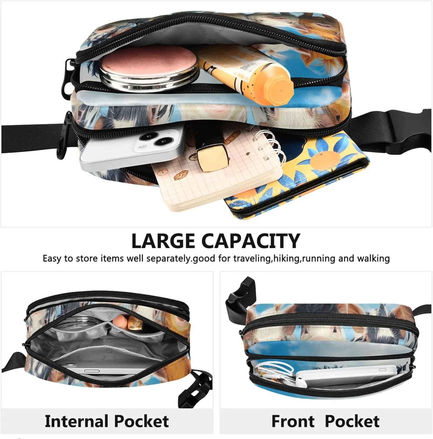 Colorful Little Pigs Group Womens Fanny Pack Waterproof Hip Pouch Belt Bag Colorful Travel Waist Bag