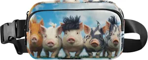 Colorful Little Pigs Group Womens Fanny Pack Waterproof Hip Pouch Belt Bag Colorful Travel Waist Bag