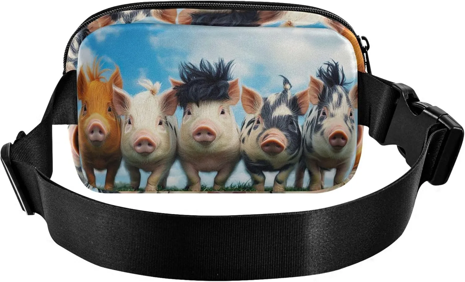 Colorful Little Pigs Group Womens Fanny Pack Waterproof Hip Pouch Belt Bag Colorful Travel Waist Bag