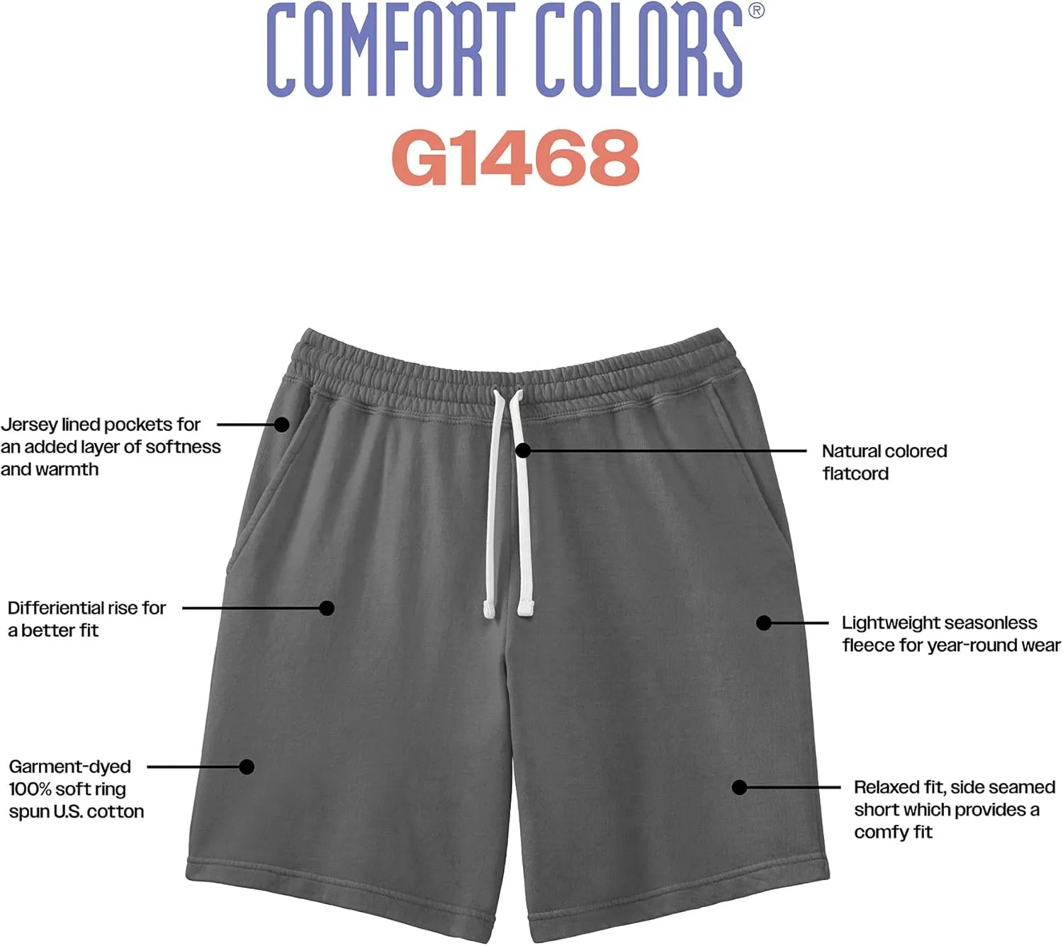 Comfort Colors Adult Lightweight Cotton Sweat Shorts with Pockets, Style G1468