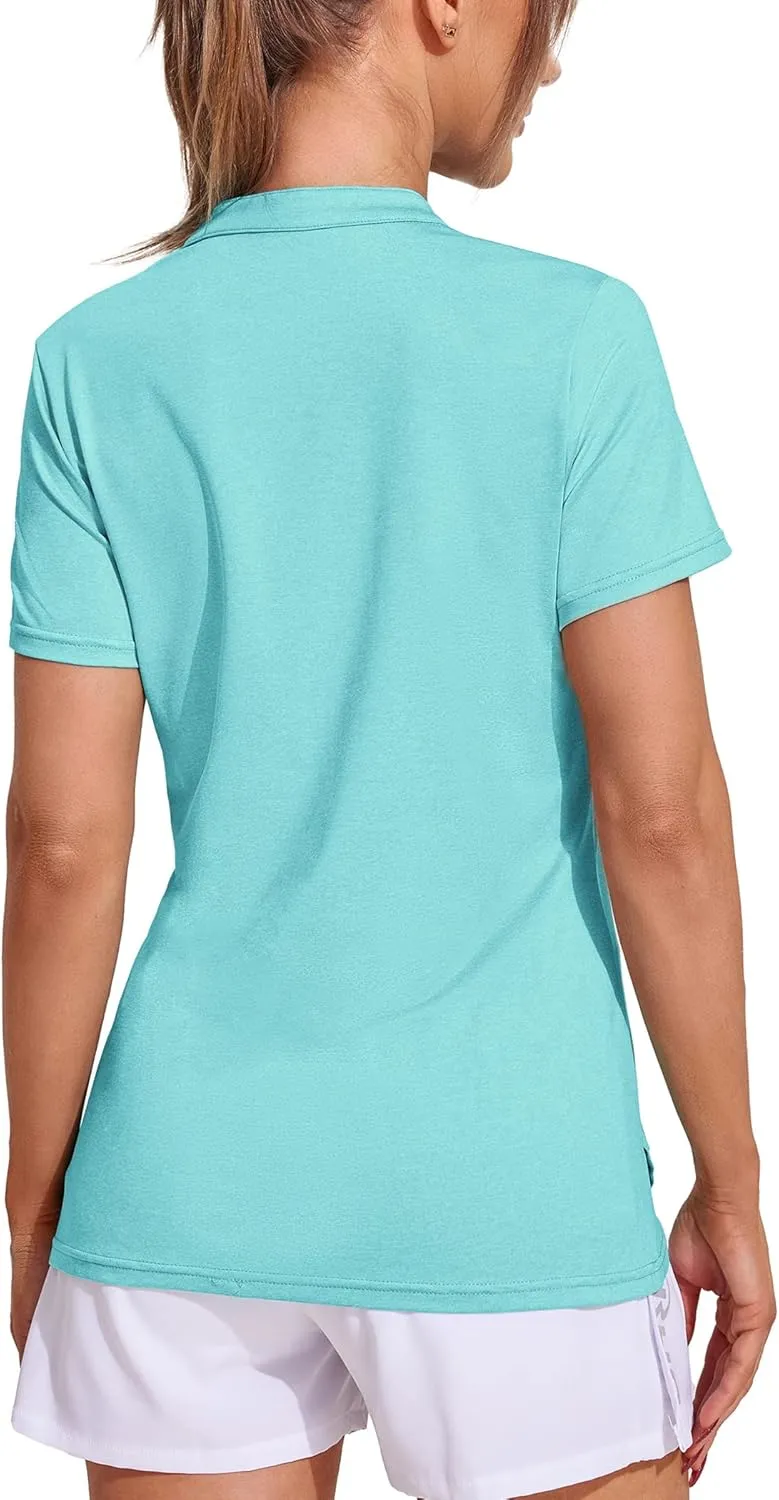 COOrun Womens Workout Tops Short Sleeve V Neck Moisture Wicking Shirts Yoga Top Golf Athletic Running Casual T-Shirts__