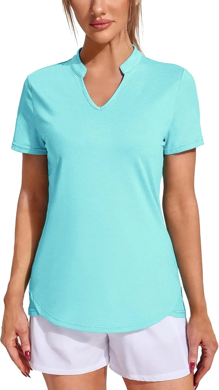 COOrun Womens Workout Tops Short Sleeve V Neck Moisture Wicking Shirts Yoga Top Golf Athletic Running Casual T-Shirts__