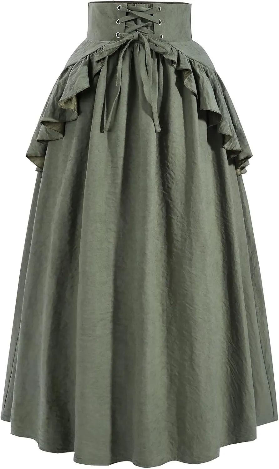 CR ROLECOS Womens Renaissance Skirt Victorian Lace-up High Waist Peasant Long Skirt