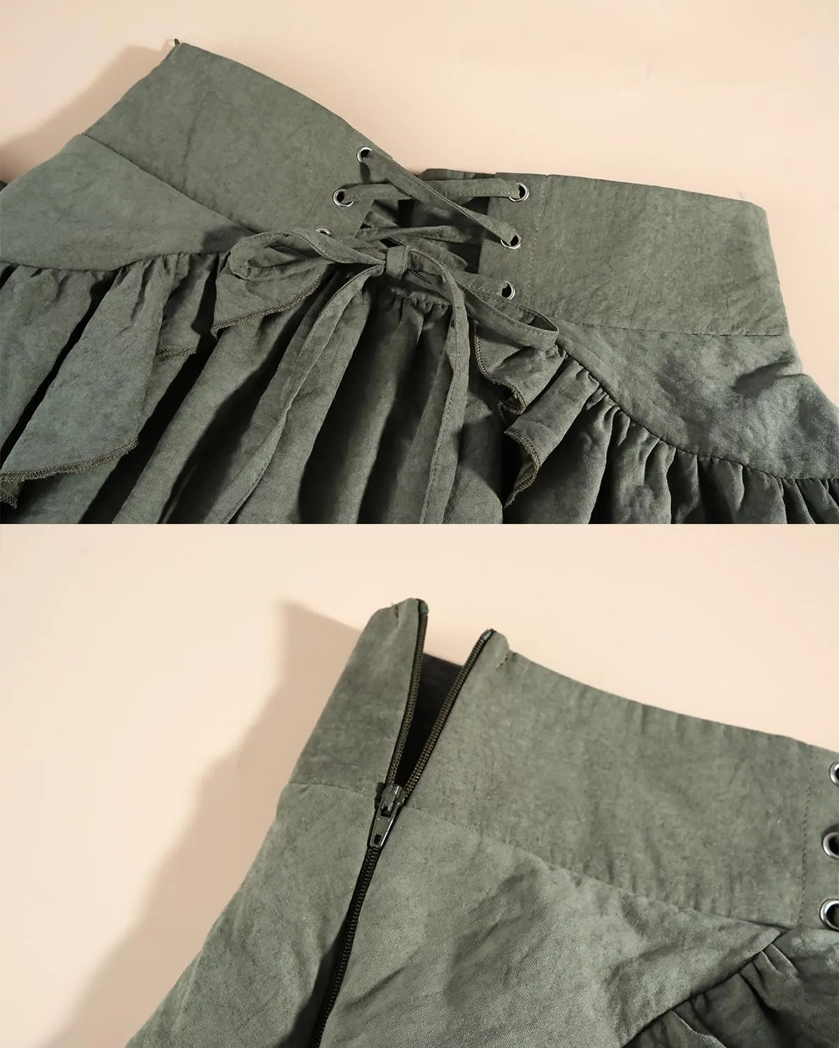 CR ROLECOS Womens Renaissance Skirt Victorian Lace-up High Waist Peasant Long Skirt