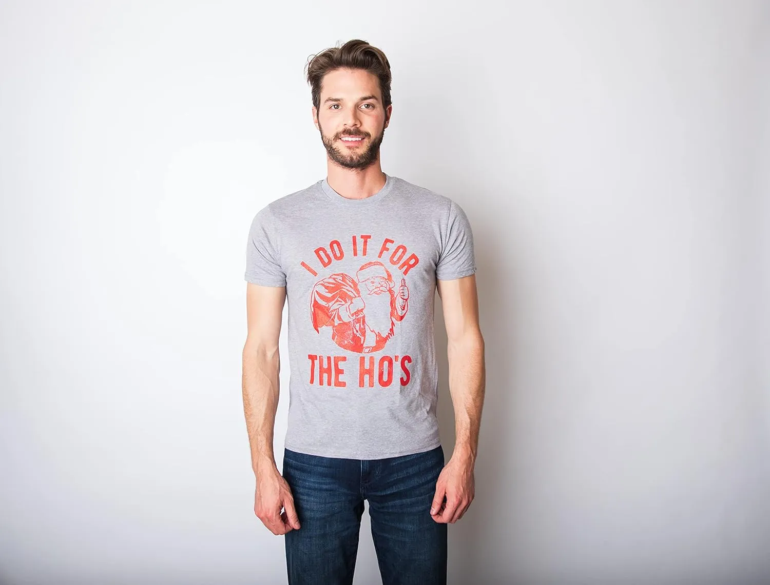 Crazy Dog Mens T Shirt I Do It for The Hos Santa Claus Funny Christmas Party Tee