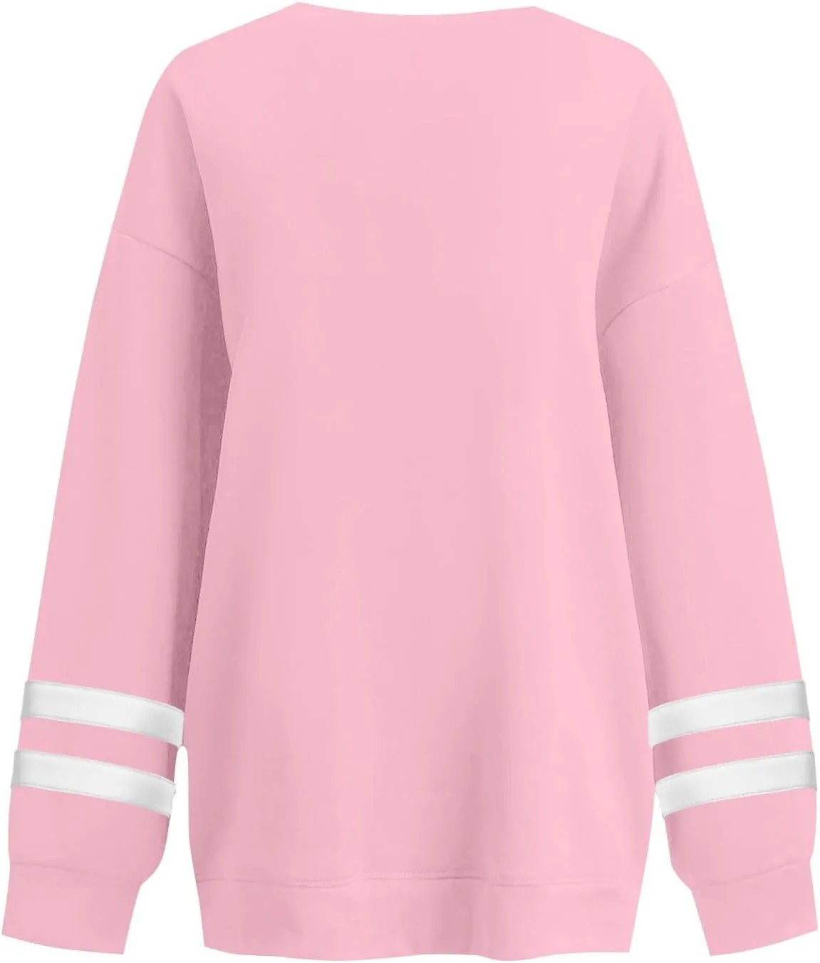 Crew Neck Sweatshirts Women Plus Size Fleece Striped Sweatshirt Oversized Athletic Active Drop Shoulder Pullover