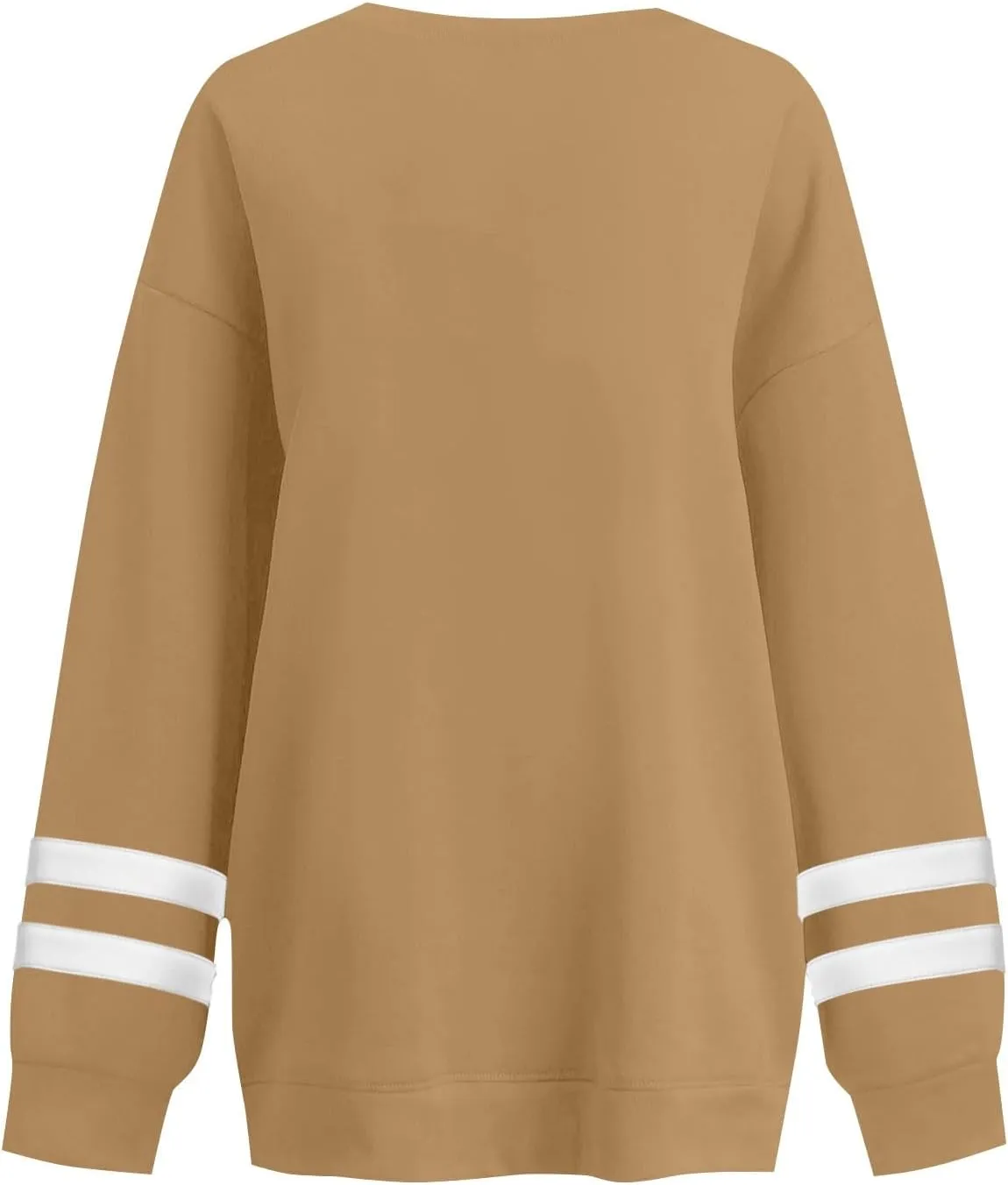 Crew Neck Sweatshirts Women Plus Size Fleece Striped Sweatshirt Oversized Athletic Active Drop Shoulder Pullover