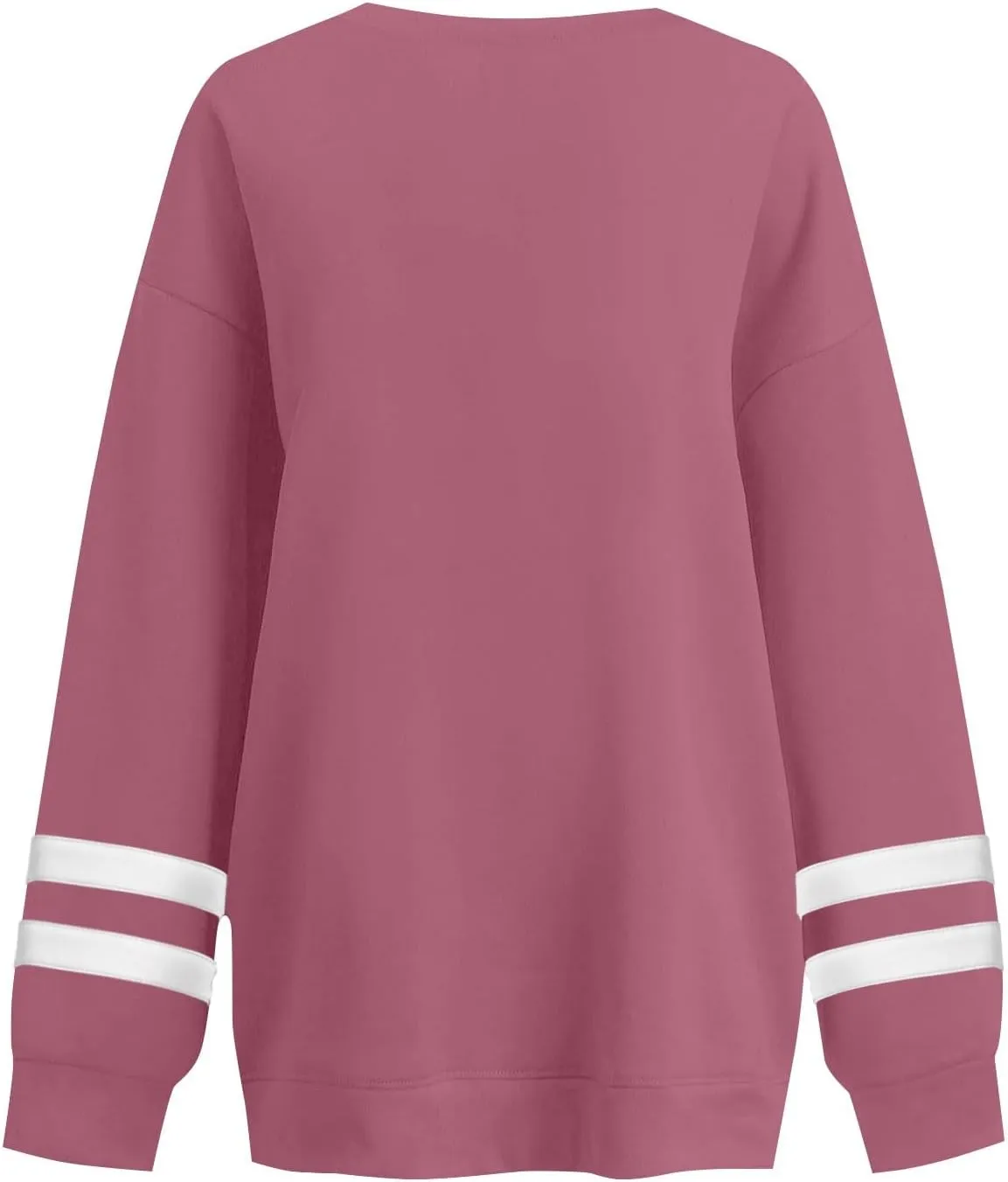 Crew Neck Sweatshirts Women Plus Size Fleece Striped Sweatshirt Oversized Athletic Active Drop Shoulder Pullover