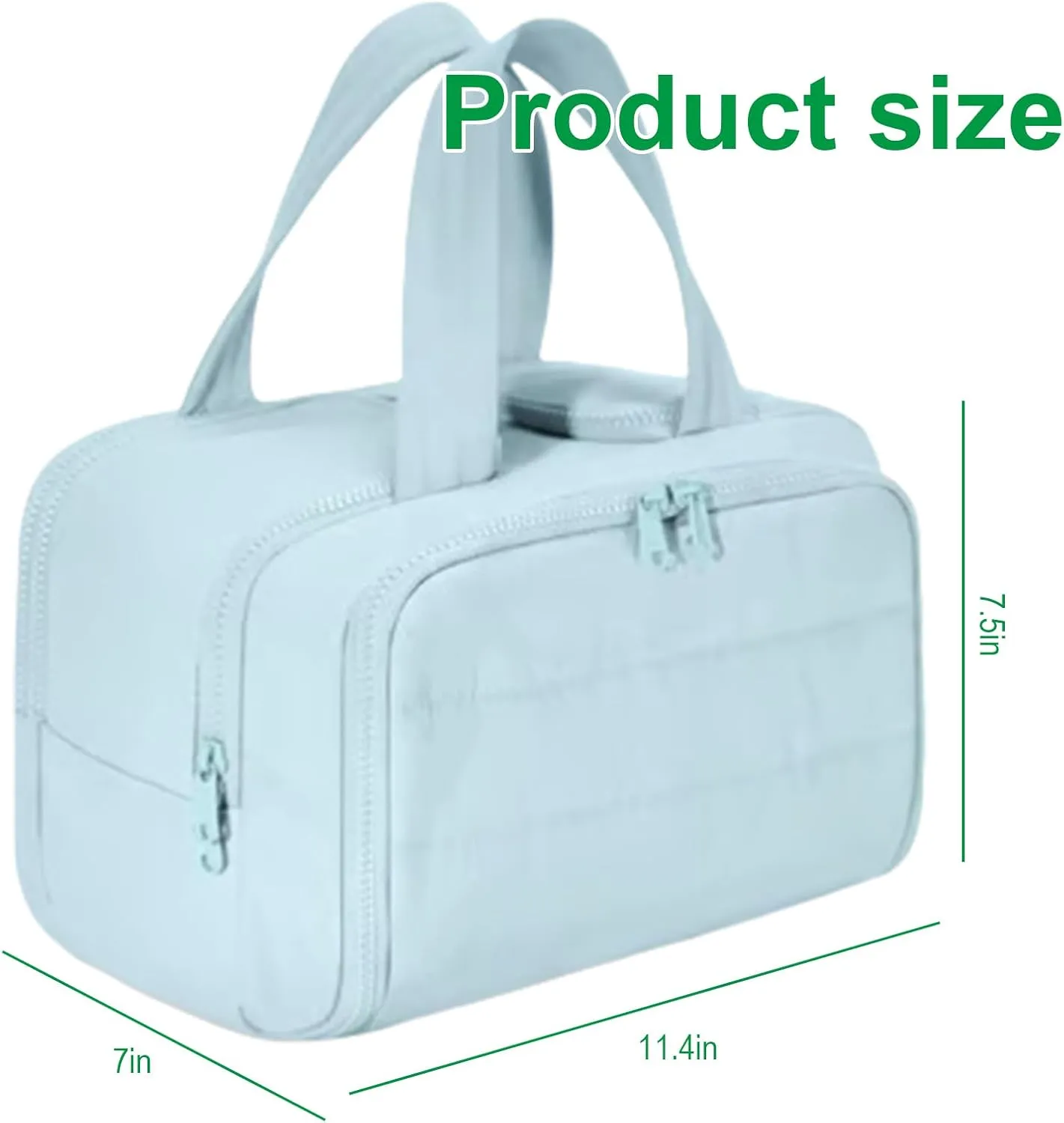 Cureaway Travel Cosmetic Bag, Large Capacity Wide-Open Travel Cosmetic Bag, 4-In-1 Puffy Multi-Functional Toiletry Bag for Women, Organizer Waterproof Lightweight Portable (Green)