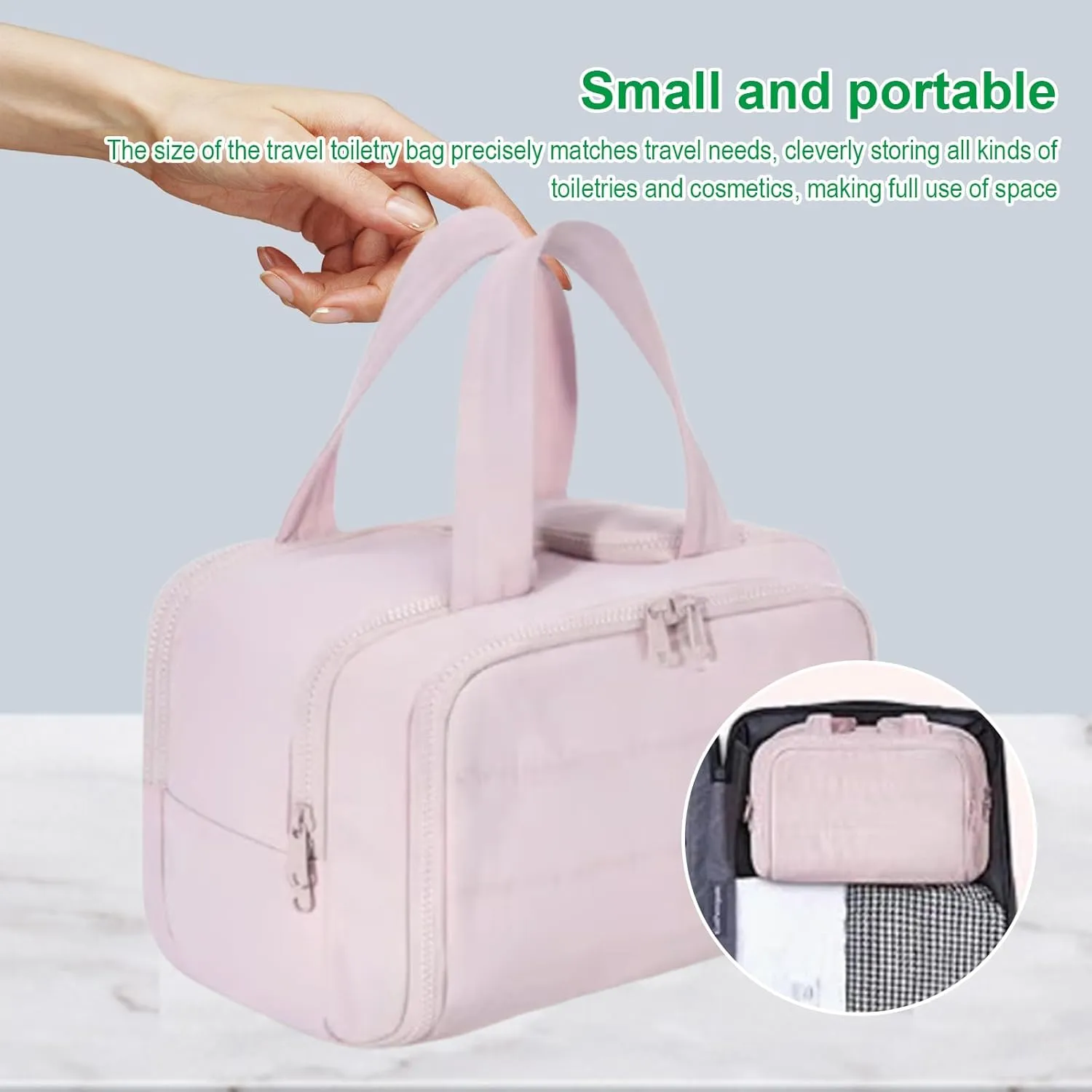 Cureaway Travel Cosmetic Bag, Large Capacity Wide-Open Travel Cosmetic Bag, 4-In-1 Puffy Multi-Functional Toiletry Bag for Women, Organizer Waterproof Lightweight Portable (Grey)