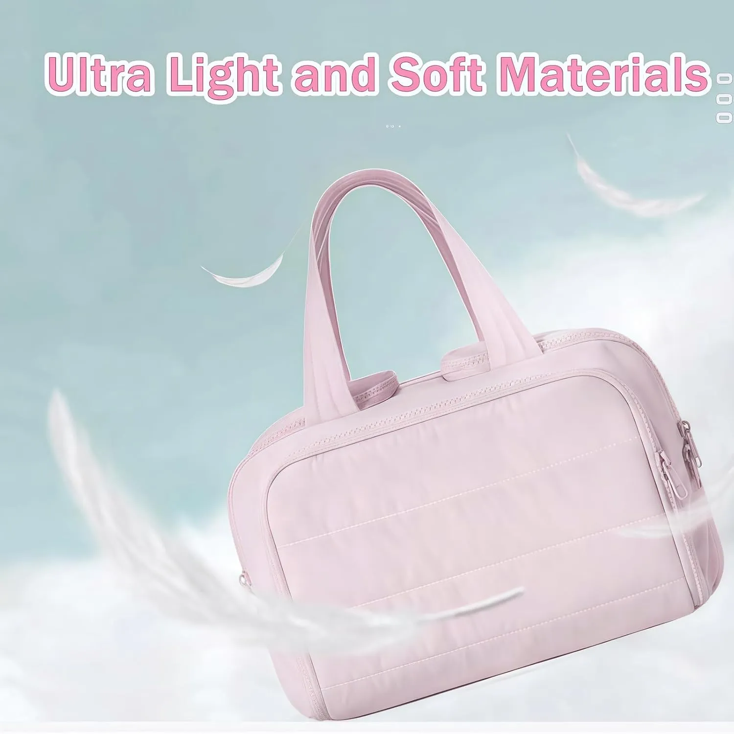 Cureaway Travel Cosmetic Bag, Large Capacity Wide-Open Travel Cosmetic Bag, 4-In-1 Puffy Multi-Functional Toiletry, for Women with Divider and Handle (Dark Pink)