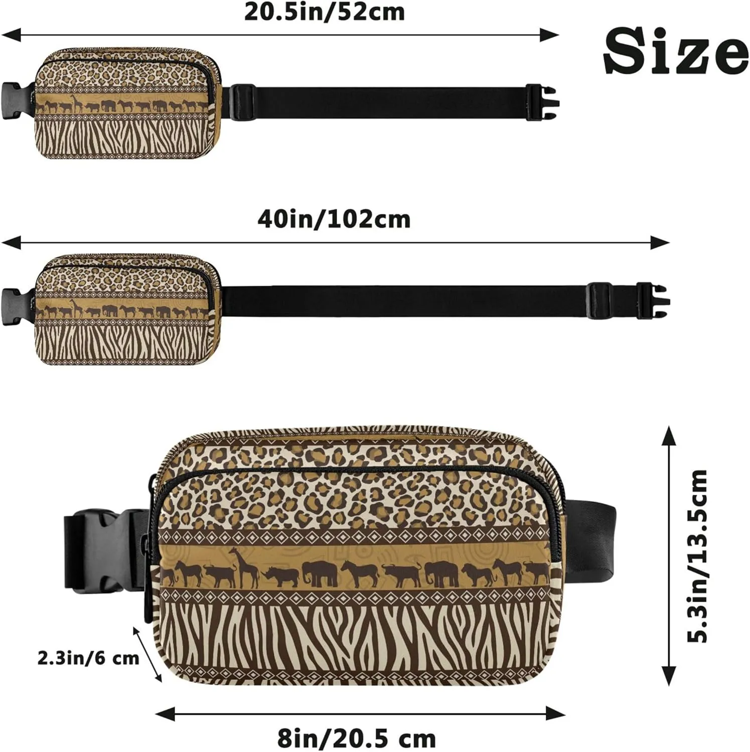 Custom African Wild Giraffe Leopard Women Fanny Pack Funky Hip Pouch Belt Bag Waterproof Waist Purse for Women