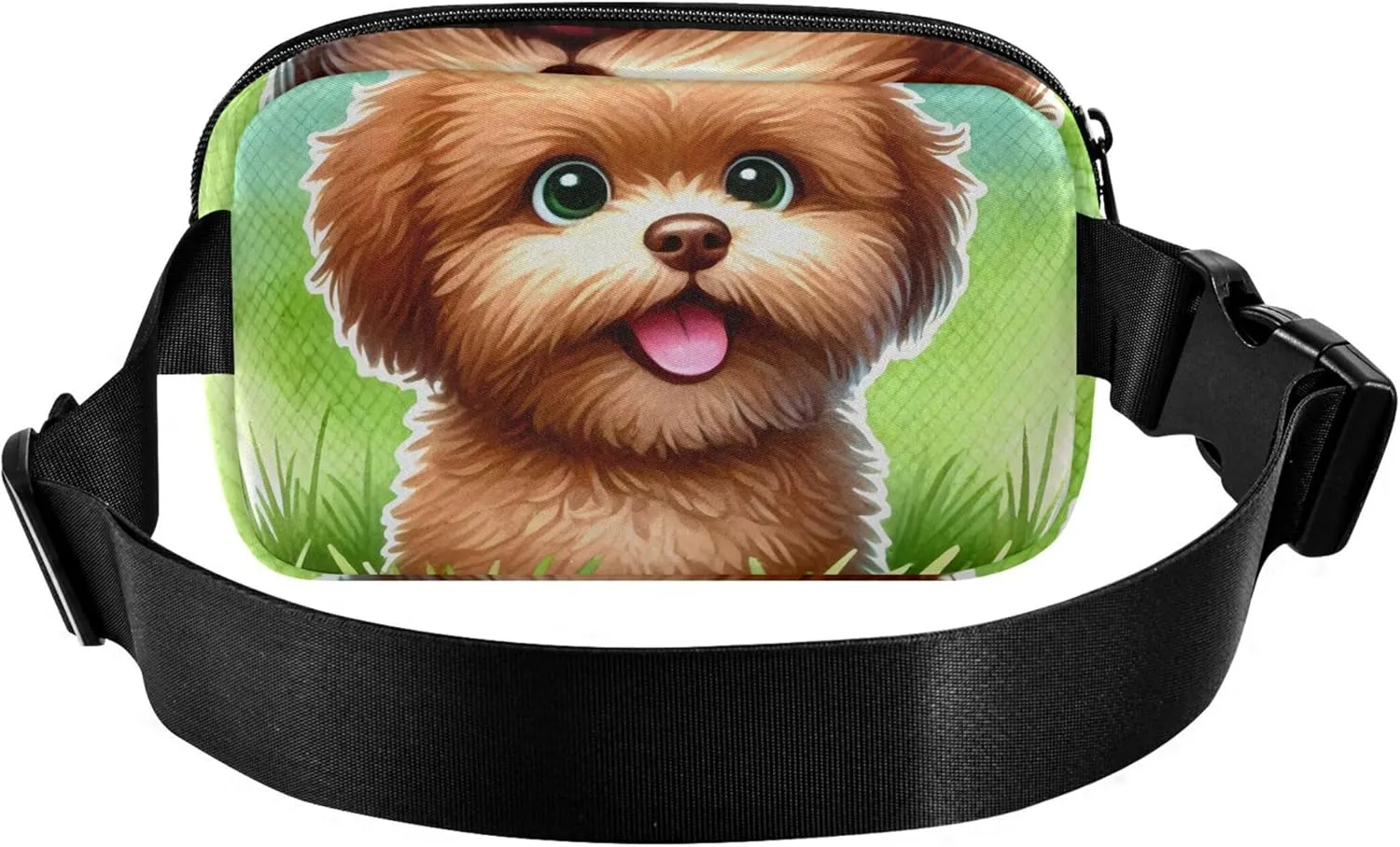 Cute Brown Dog Cartoon Fanny Packs Women Waterproof Hip Bag Belt Pouch Flower Waist Bag for Women