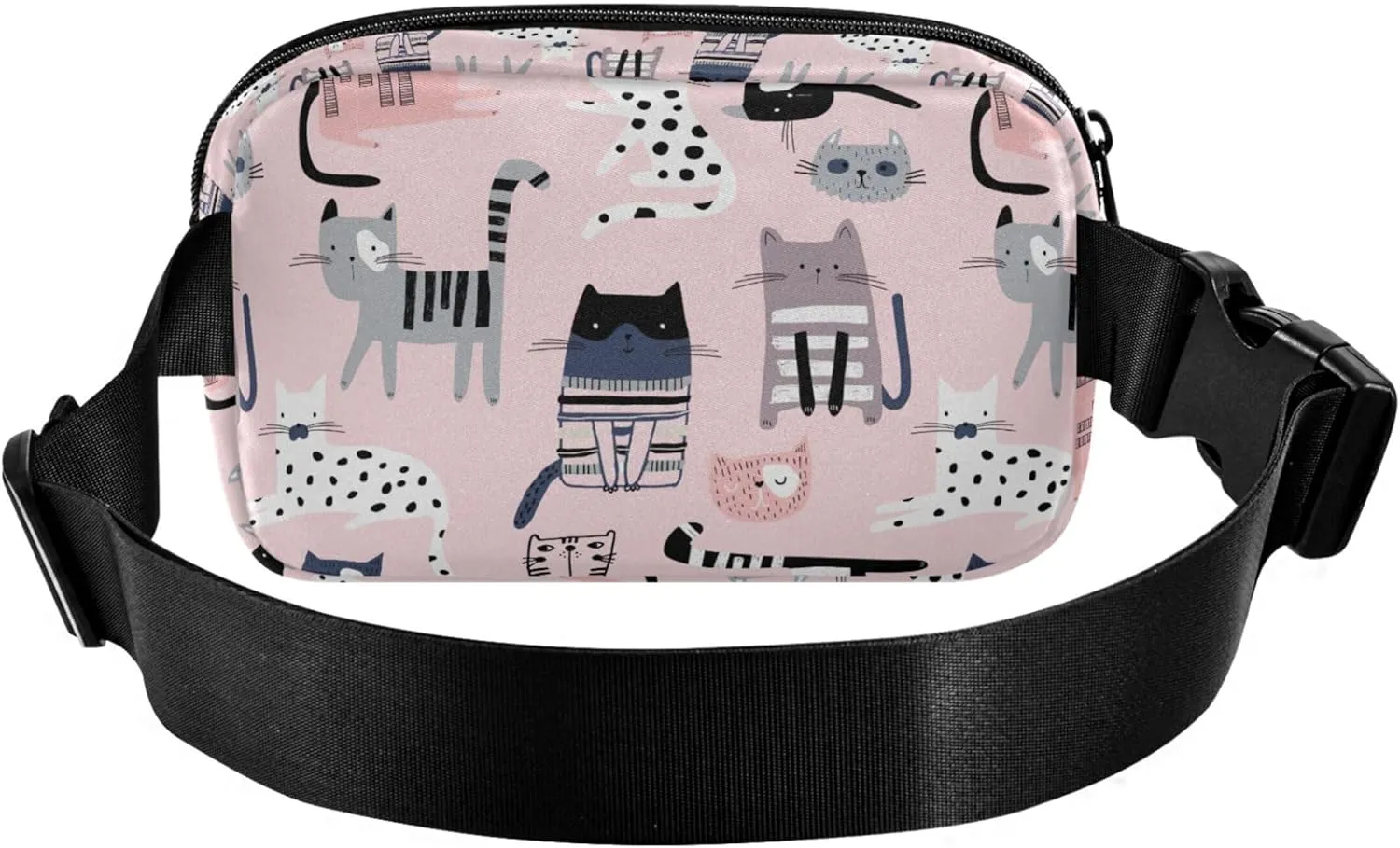 Cute Cats Pink Waterproof Fanny Packs for Women Hip Pack Belt Bag Funky Travel Waist Bag
