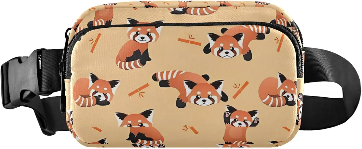 Cute Red Panda Bear Orange Fanny Pack for Women Hiking Belt Bag Hip Pack Waterproof Cross Body Waist Pack