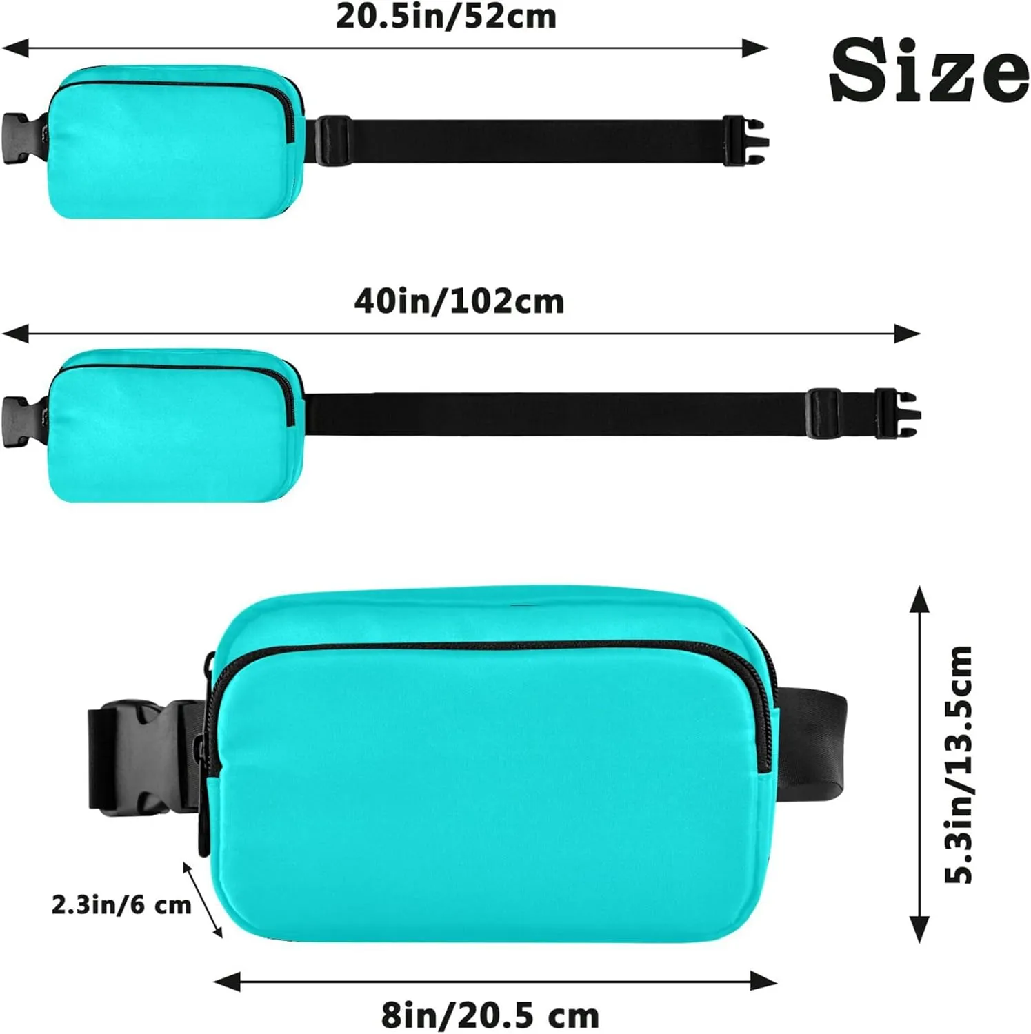 Cyan Aqua Blue Womens Fanny Pack Funky Hip Pack Belt Bag Waterproof Travel Waist Pouch