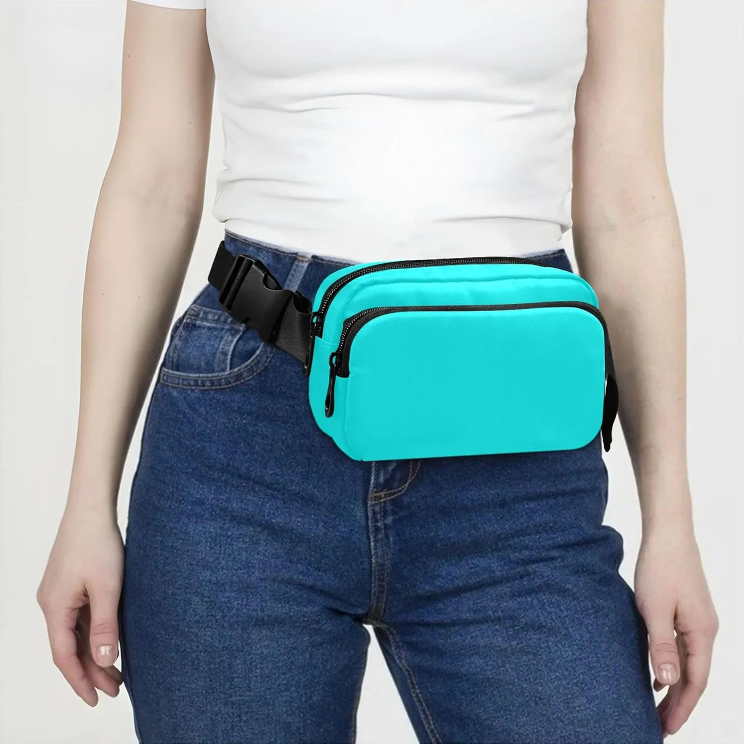Cyan Aqua Blue Womens Fanny Pack Funky Hip Pack Belt Bag Waterproof Travel Waist Pouch