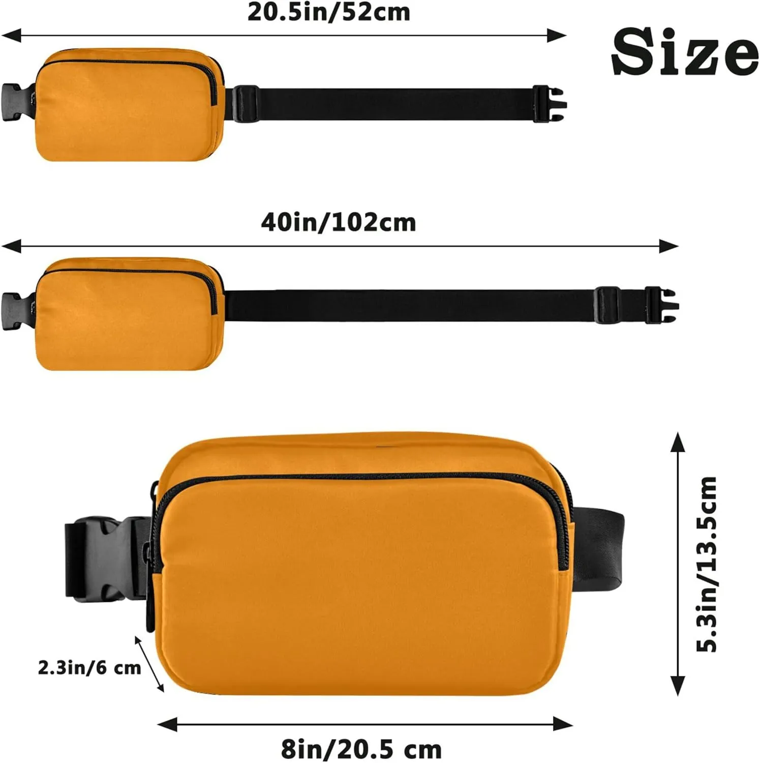 Dark Orange Women Fanny Packs Hip Pack Belt Pouch Waterproof Funky Waist Pouches for Men