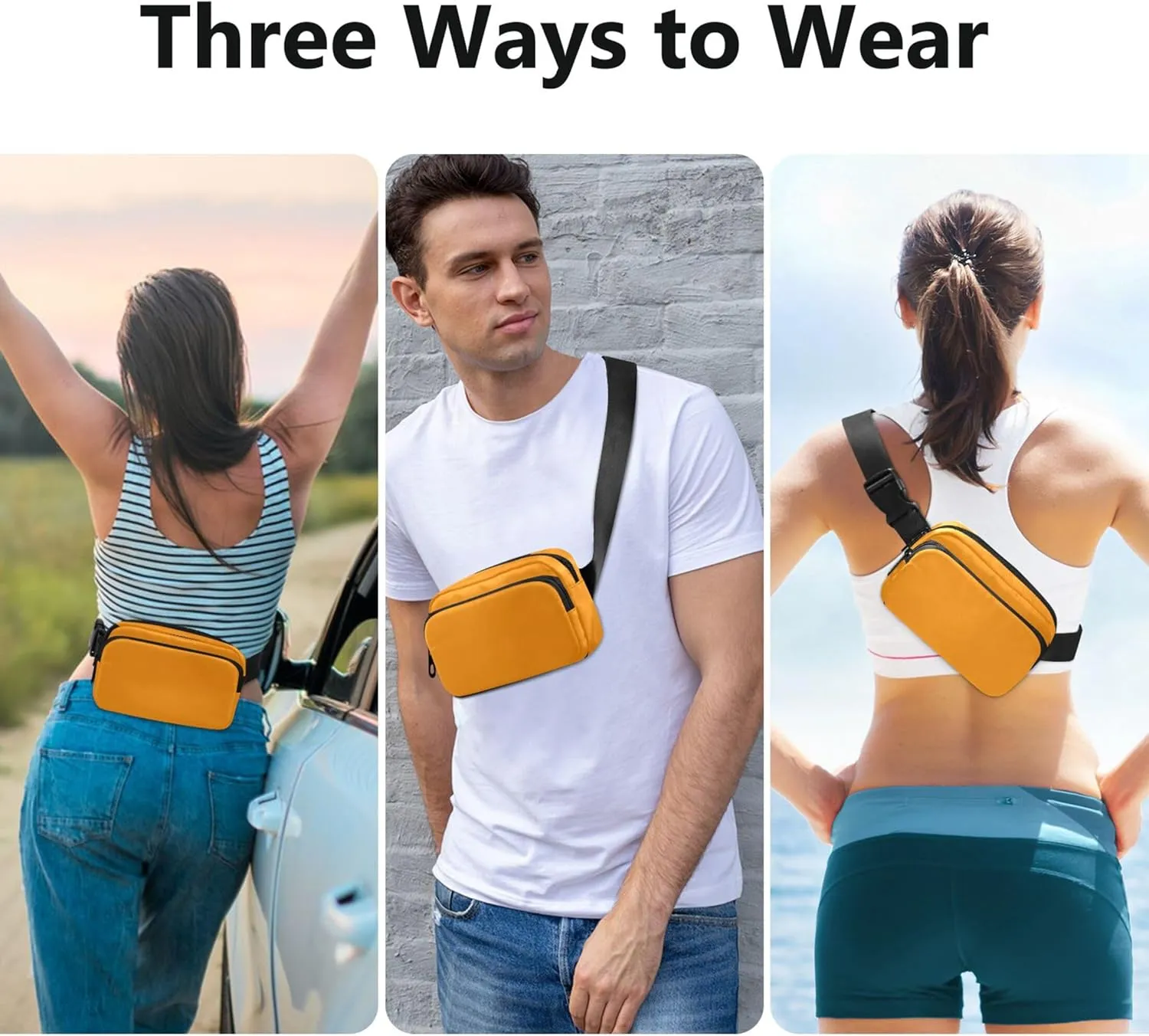 Dark Orange Women Fanny Packs Hip Pack Belt Pouch Waterproof Funky Waist Pouches for Men