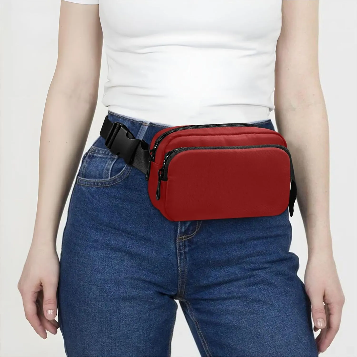 Dark Red Womens Fanny Pack Belt Bag Hip Pack Waterproof Funny Waist Bag for Women