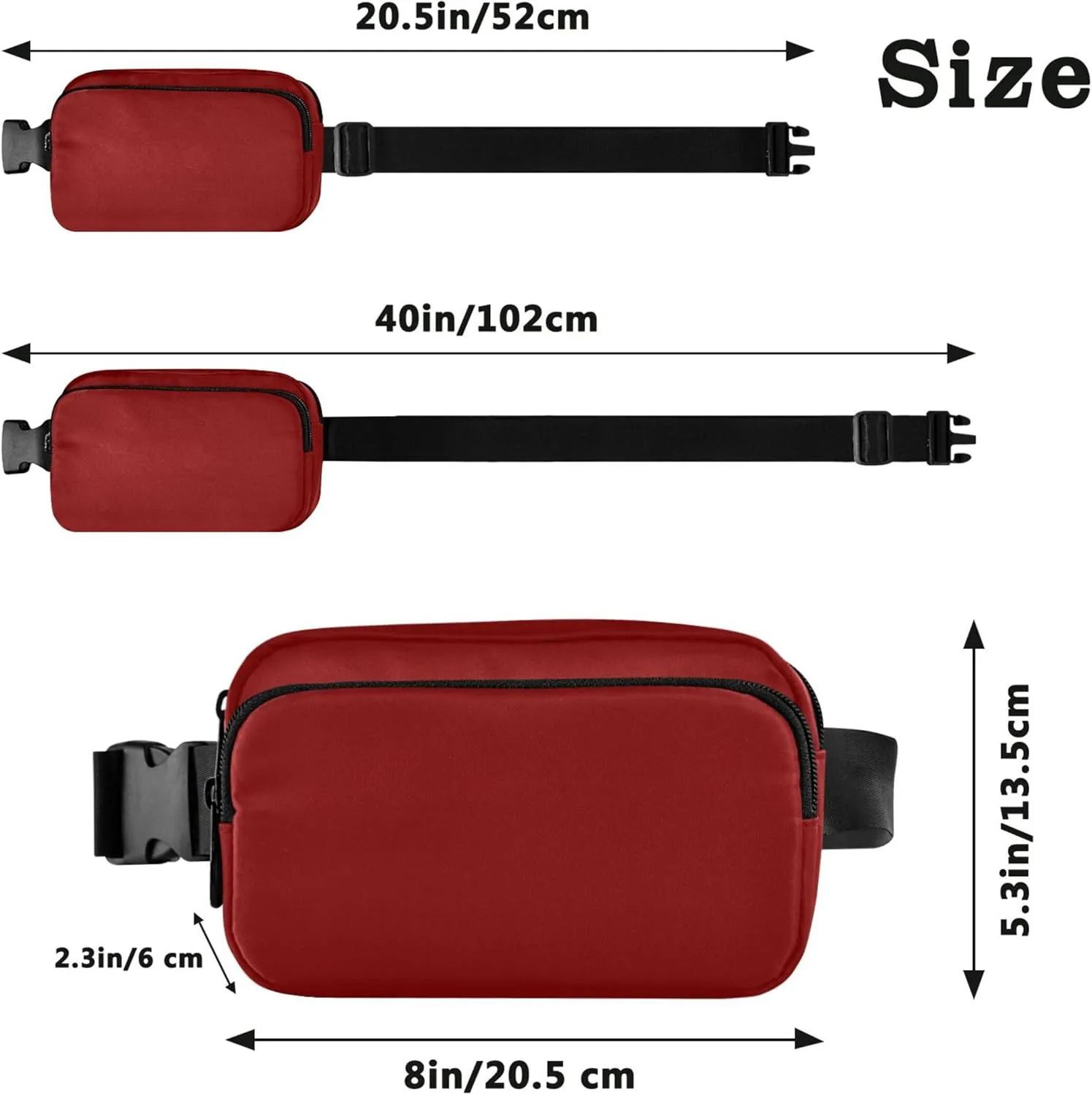 Dark Red Womens Fanny Pack Belt Bag Hip Pack Waterproof Funny Waist Bag for Women