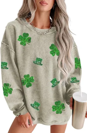 Deer Lady 2025 Mardi Gras Sweatshirt Women Seqin Long sleeve Casual Pullover Tops Oversized Crewneck Tee