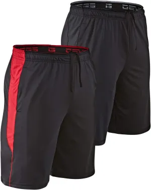 DEVOPS Men's 2-Pack Loose-Fit 10" Workout Gym Shorts with Pockets