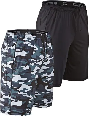 DEVOPS Men's 2-Pack Loose-Fit 10" Workout Gym Shorts with Pockets