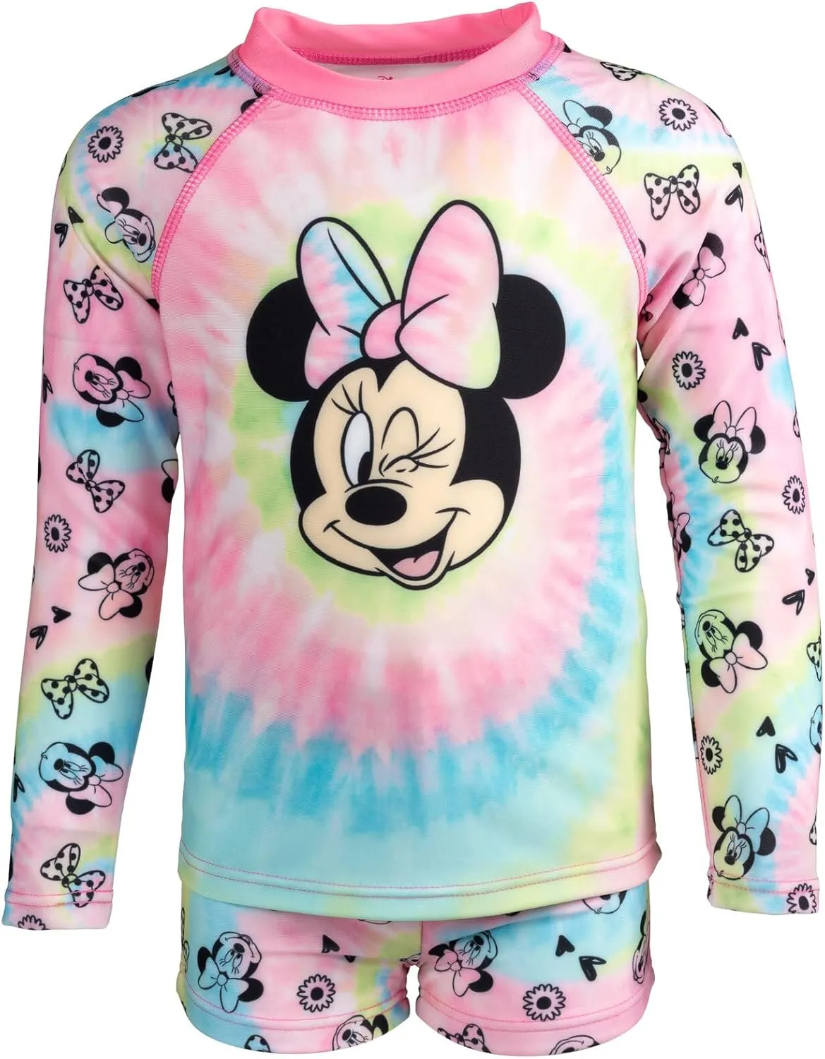 Disney Minnie Mouse UPF 50  Rash Guard and Swim Shorts Swimsuit Set Infant to Big Kid