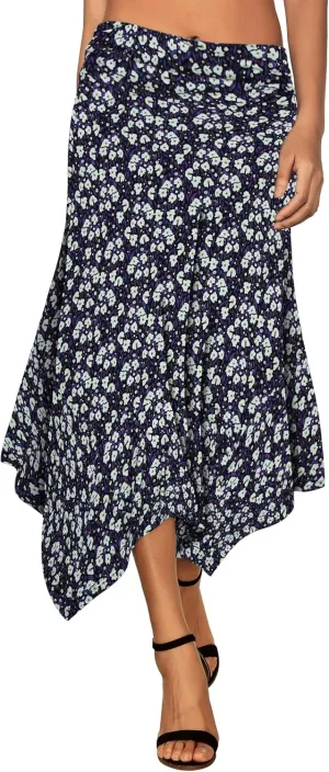DJT Women's Flowy Handkerchief Hemline Midi Skirt