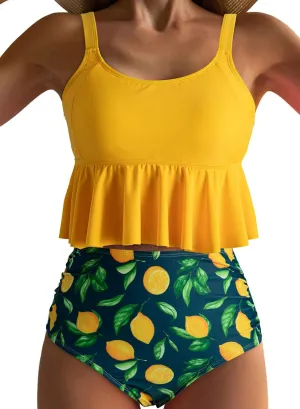 Dokotoo Bikini Set for Women Swimsuits 2025 Ruffle Tops and Floral Bottoms Swim Suit Bathing Suit for Holidays