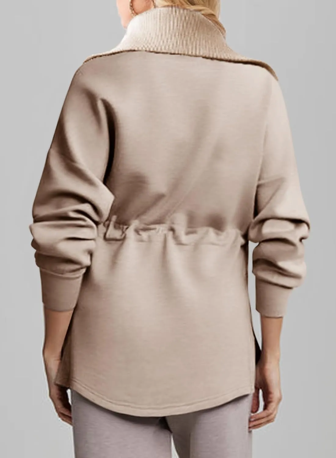 Dokotoo Womens Oversized Sweatshirts Half Zip Drawstring Waist Long Sleeve Side Slits Casual Pullover Sweatshirt Tops