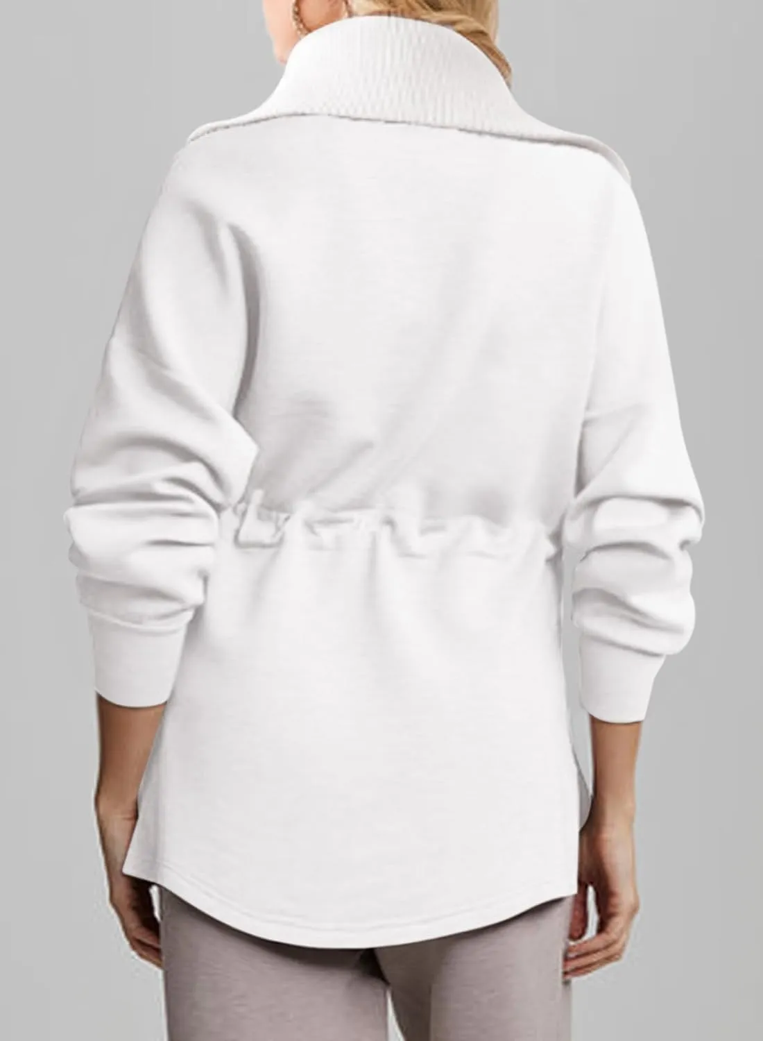 Dokotoo Womens Oversized Sweatshirts Half Zip Drawstring Waist Long Sleeve Side Slits Casual Pullover Sweatshirt Tops