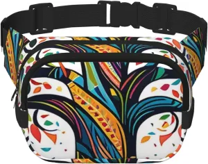 Double Layer Waist Bag for Men & Women,Adjustable Waterproof Running Belt,Multi-Functional Fanny Pack with Colorful Tree of Life Print for Travel,Hiking,Fitness