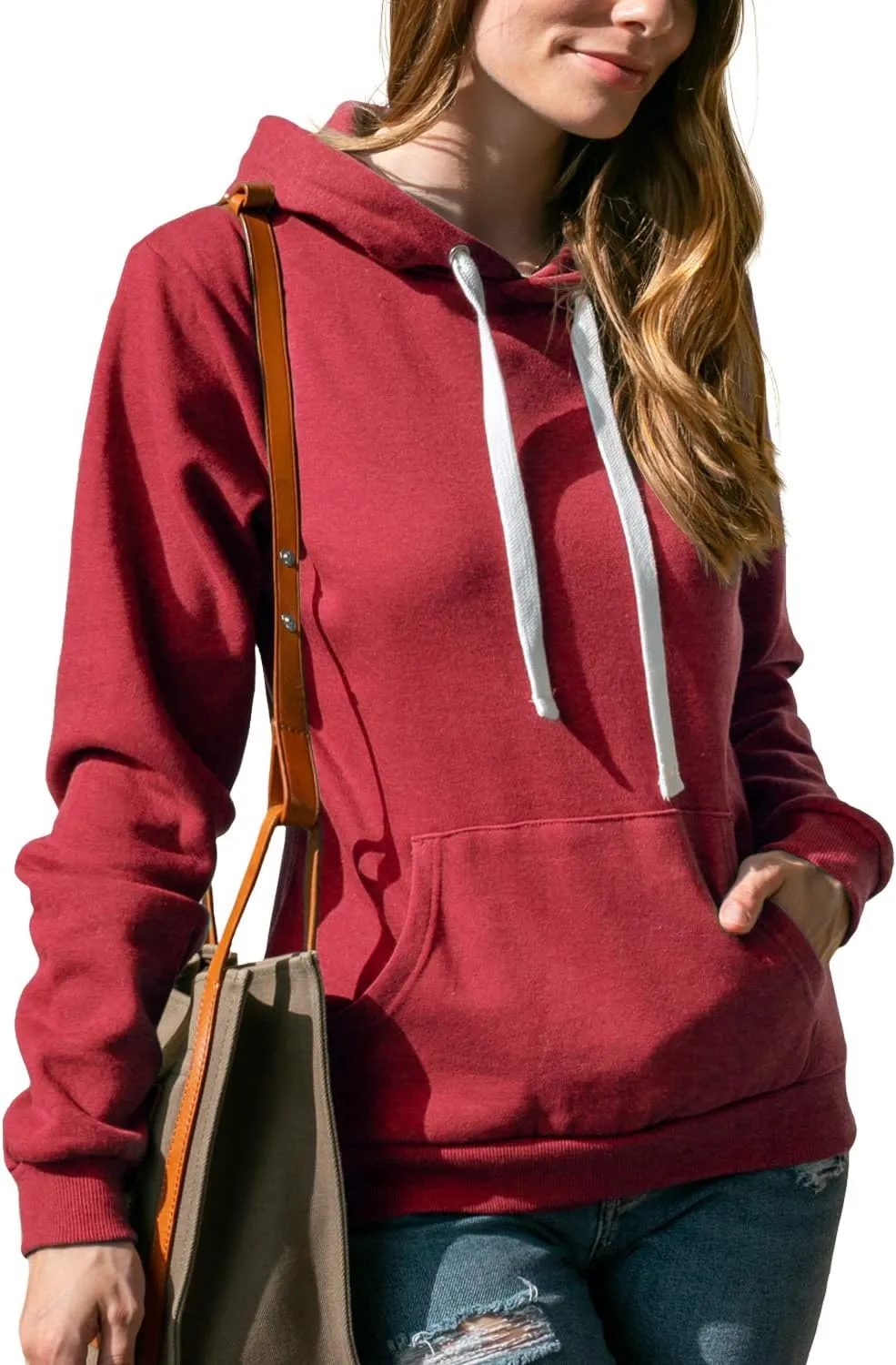 DOUBLJU Basic Lightweight Pullover Sweater Top Essential Comfy Casual Hoodie Sweatshirt for Womens Clothes with Plus Size
