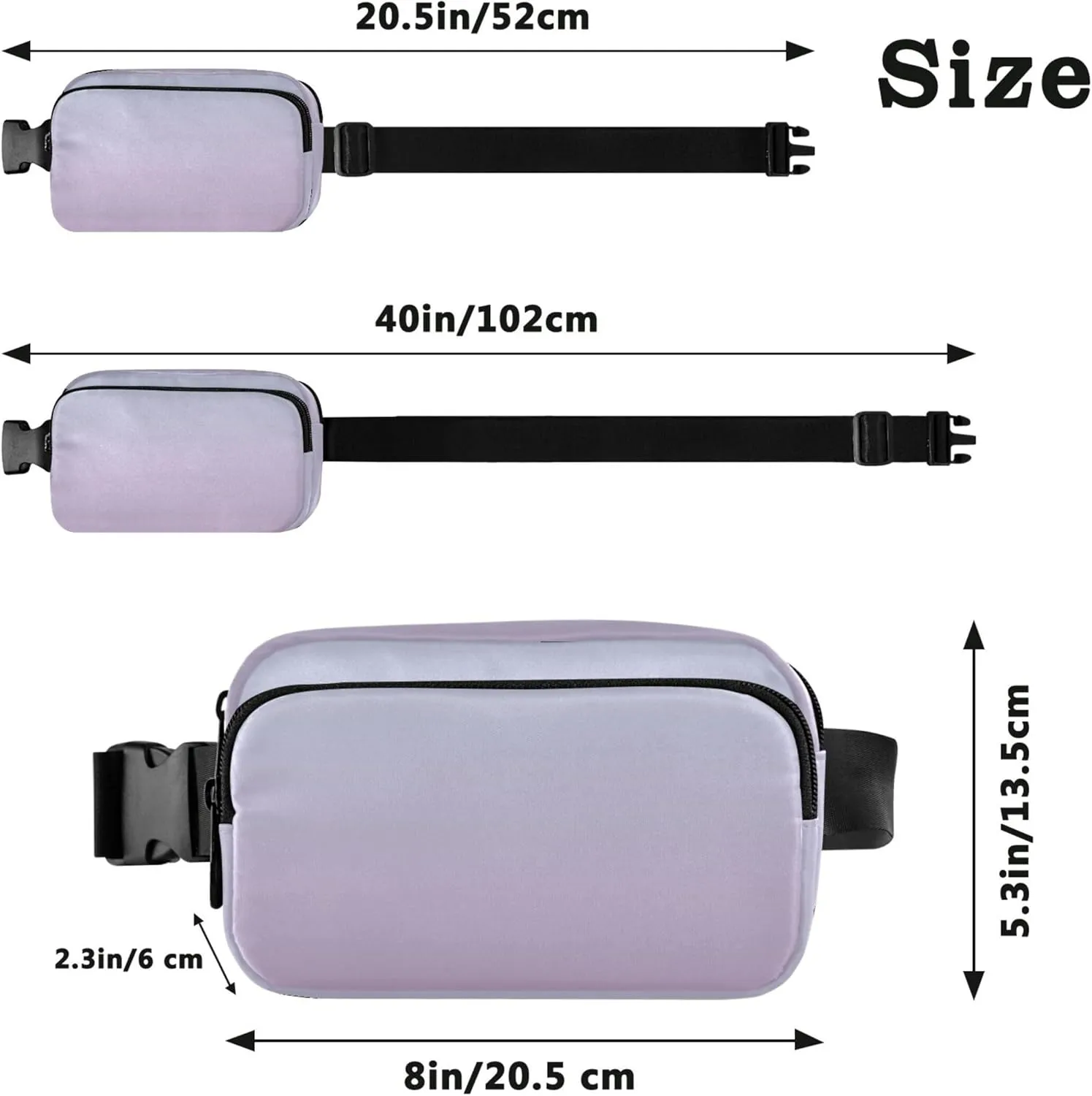 Elegant Blue Lilac Gradient Waterproof Fanny Pack for Women Hip Pack Belt Pouch Flower Waist Pack for Women