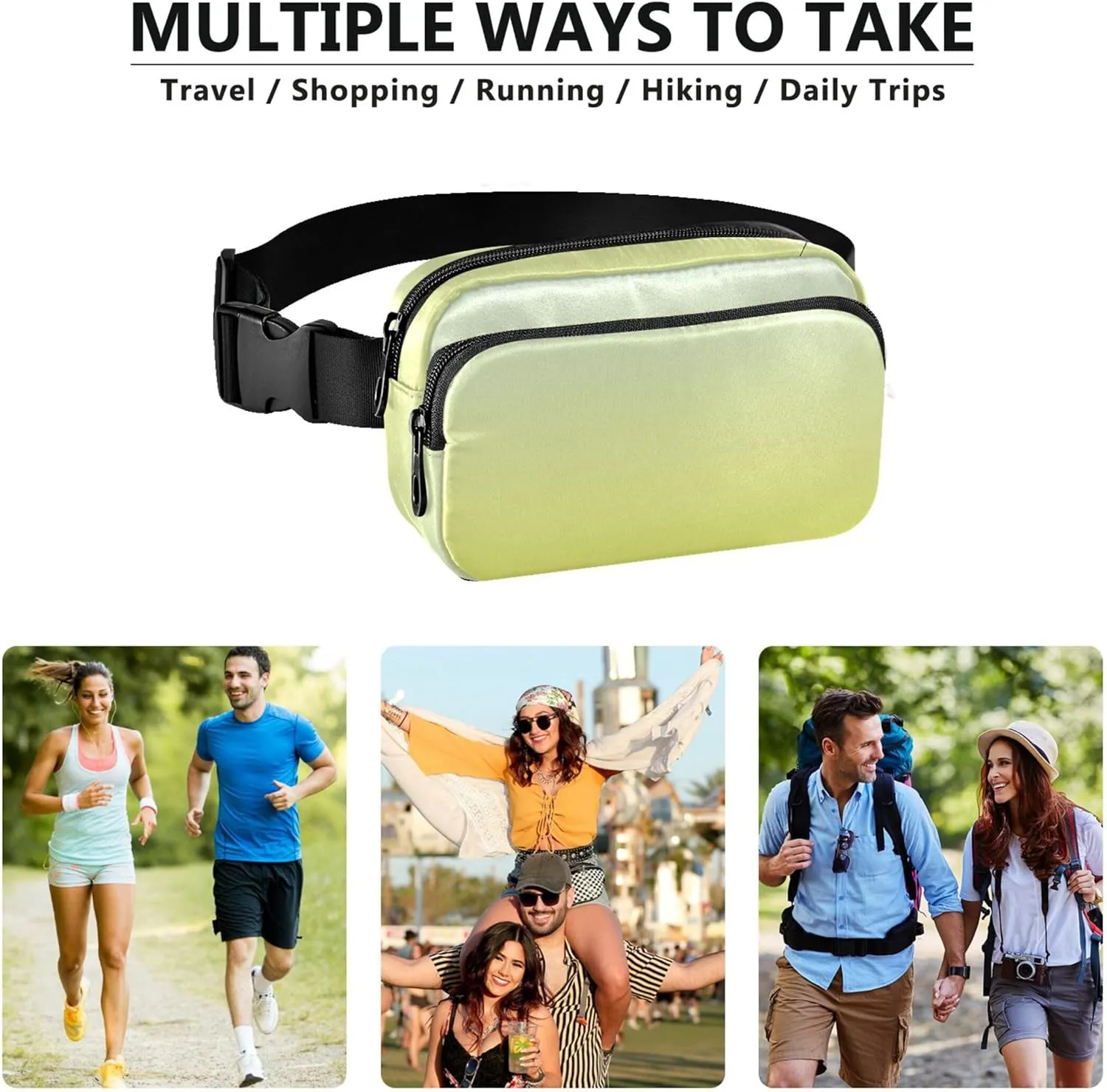Elegant Blue Moon Yellow Gradient Waterproof Women Fanny Pack Anti Theft Belt Bag Funky Crossbody Waist Bag