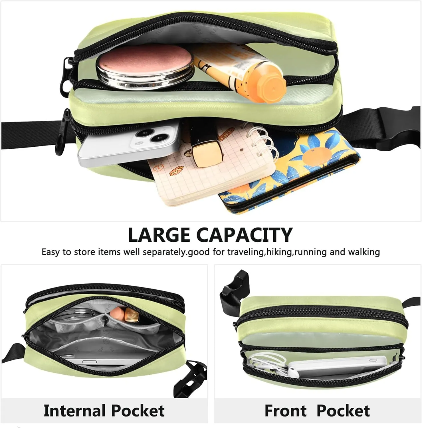 Elegant Blue Moon Yellow Gradient Waterproof Women Fanny Pack Anti Theft Belt Bag Funky Crossbody Waist Bag