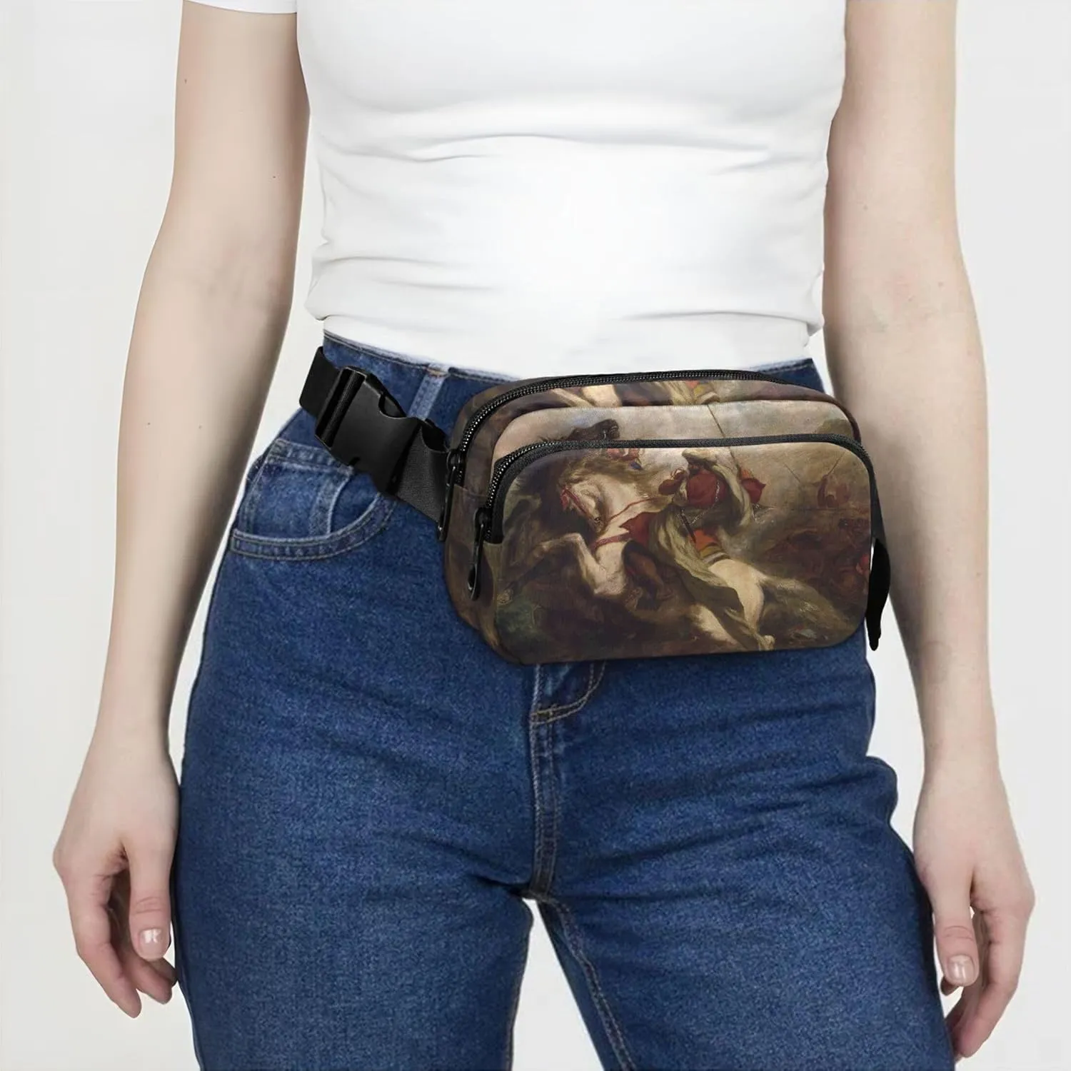Eugne Delacroix Print Collision Moorish Horsemen Waterproof Women Fanny Pack Anti Theft Belt Bag Cartoon Waist Bag for Women