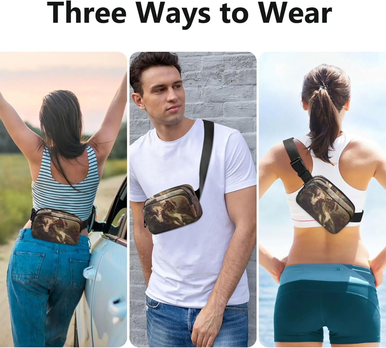 Eugne Delacroix Print Collision Moorish Horsemen Waterproof Women Fanny Pack Anti Theft Belt Bag Cartoon Waist Bag for Women