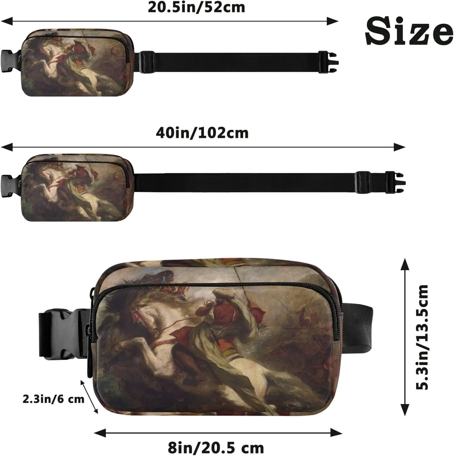Eugne Delacroix Print Collision Moorish Horsemen Waterproof Women Fanny Pack Anti Theft Belt Bag Cartoon Waist Bag for Women