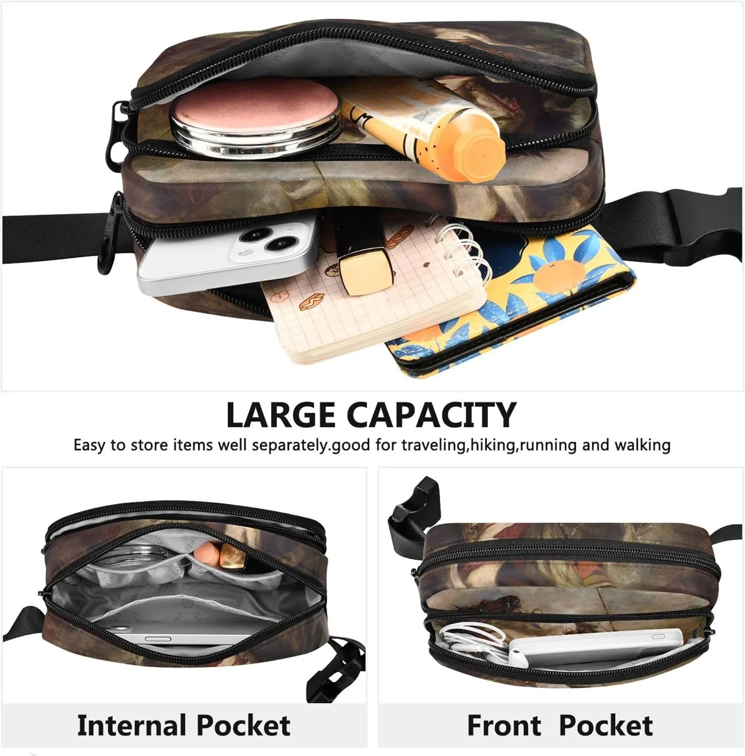 Eugne Delacroix Print Collision Moorish Horsemen Waterproof Women Fanny Pack Anti Theft Belt Bag Cartoon Waist Bag for Women